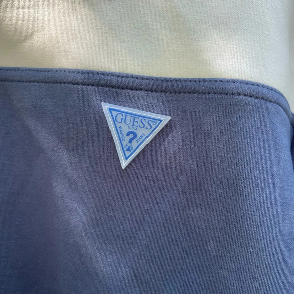 GUESS Men’s Colorblock Blue White Long Sleeve Sweatshirt Size Small - Picture 3 of 13